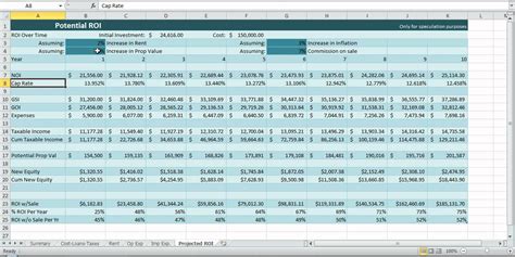 Investment Property Spreadsheet Real Estate Excel ROI Income NOI Template - YouTube