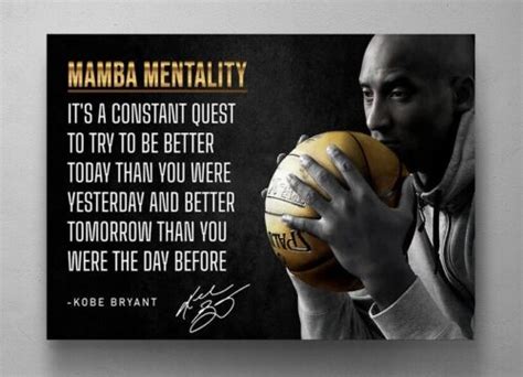 Kobe Bryant Mamba Mentality Motivational Quote Canvas Wall Art Large Poster Gift | eBay