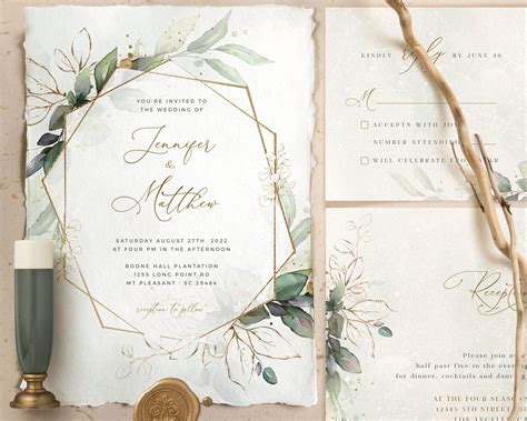 CLEO Geometric Wedding Invitation Template Boho Wedding | Etsy ...