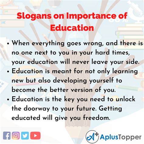 Slogans on Importance of Education | Unique and Catchy Slogans on Importance of Education in ...