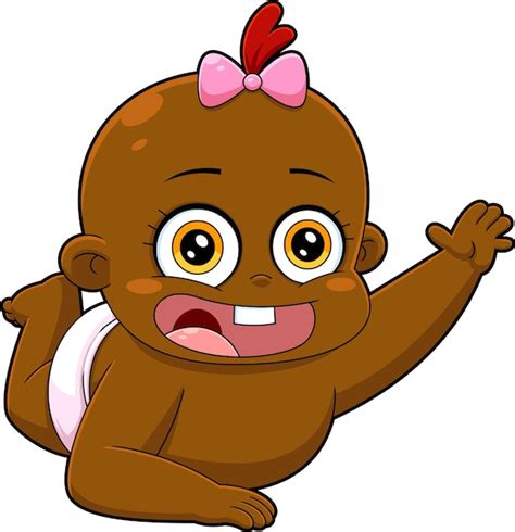 Premium Vector | African american baby girl cartoon character crawling ...