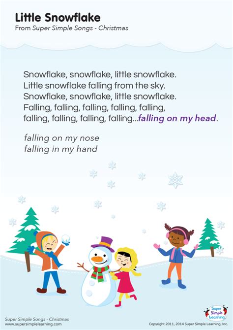 Little Snowflake Lyrics Poster - Super Simple