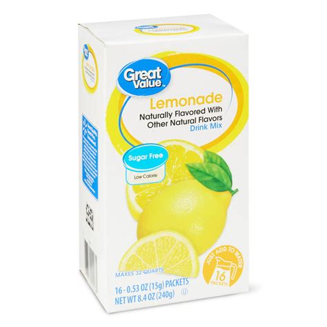 Great Value Sugar-Free Lemonade Drink Mix, 0.53 oz, 16 Count - Walmart ...