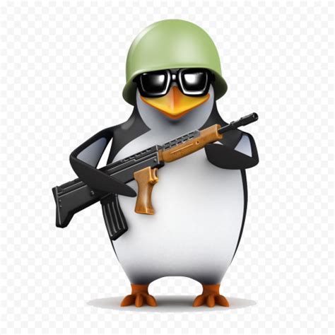 HD Cartoon Army Penguin Holding Gun PNG | Citypng