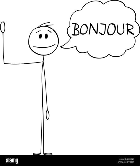 Person or Man Waving His Hand and Saying Greeting Bonjour in French ...