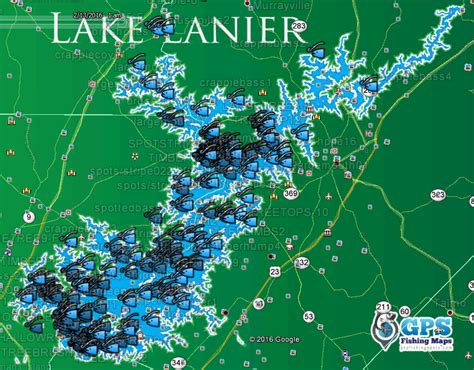 Lake Lanier Fishing Map, Fishing Spots for Bass, Striper, Crappie