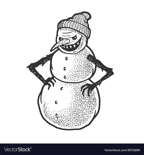 Evil snowman sketch Royalty Free Vector Image - VectorStock