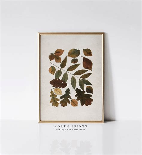 Antique Autumn Botanical Leaf Wall Art PRINTABLE Dining Room Fall Wall ...