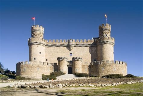 Manzanares El Real Castle Frt Stock Image - Image of tower, manzanares ...