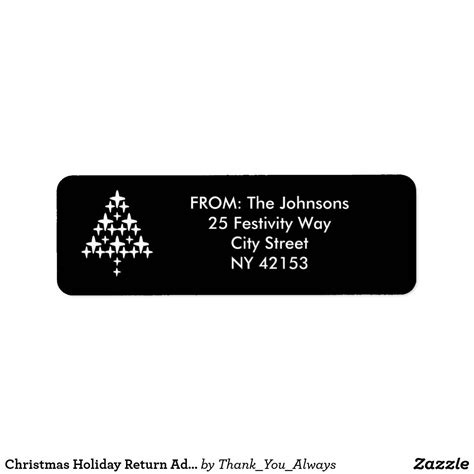 Christmas Holiday Return Address Labels - Black | Address labels, Return address labels, Mailing ...