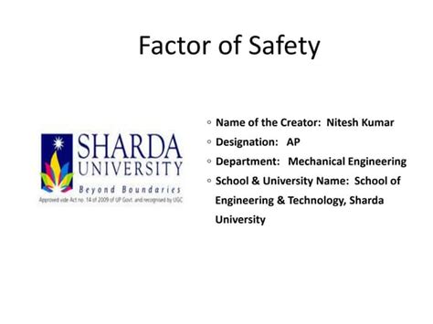 Factor of safety | PPT