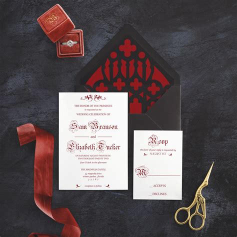 Black Gothic Wedding Invitation Black and Red Invitation - Etsy