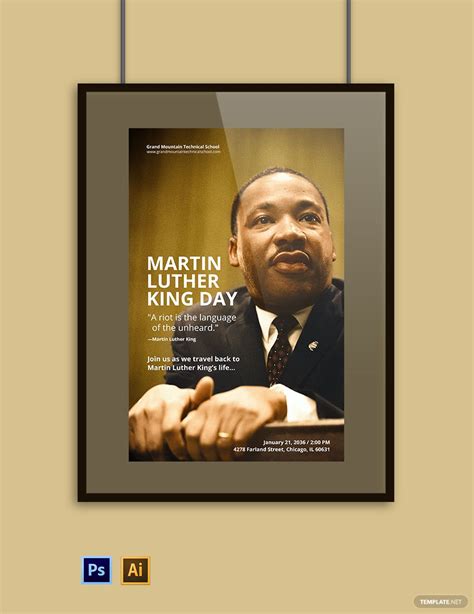 Martin Luther King Day Poster Template in PSD, Illustrator - Download ...