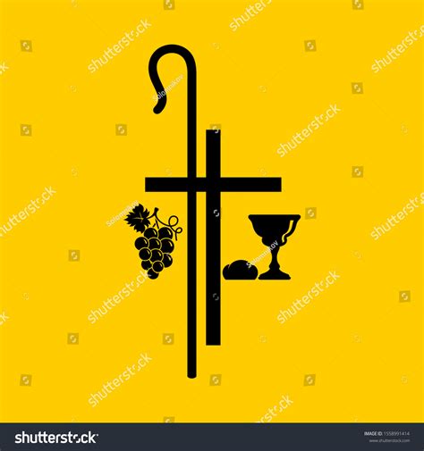 Christian Symbols Communion Bowl Wine Bread Stock Vector (Royalty Free ...