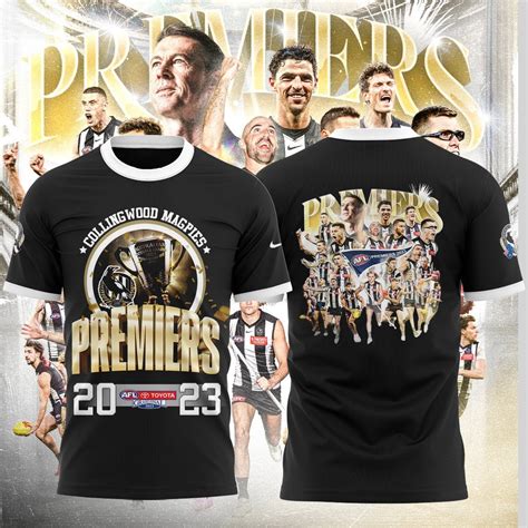 AFL Collingwood Magpies Black Premiers 2023 T-Shirt