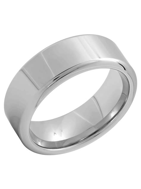 Men's Silver-Tone Tungsten 8MM High Polish Wedding Band - Mens Ring ...