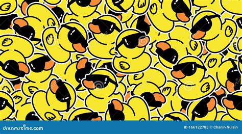 Duck Seamless Pattern Vector Rubber Duck Sunglasses Shower Bath Cartoon ...