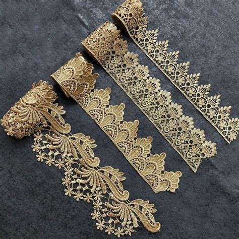 Vintage Gold Embroidered Lace Edge Trim Ribbon Costume Decor Applique DIY Sewing | Diy lace trim