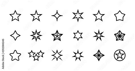 Stars line icons. Different types of decoration outline elements for ...