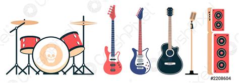 Rock band instruments set - stock vector 2208604 | Crushpixel