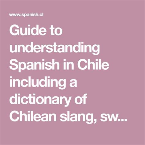 Guide to understanding Spanish in Chile including a dictionary of ...