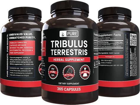 Pure Tribulus Terrestris (365 Capsules) - No Fillers, Lab Verified, 365 ...