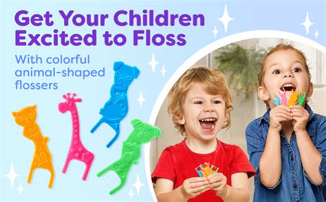 Kids Flossers 4 Pack (200 Total), Kids Floss Picks, Flossers Kids, Floss for Kids, Cute Animal ...