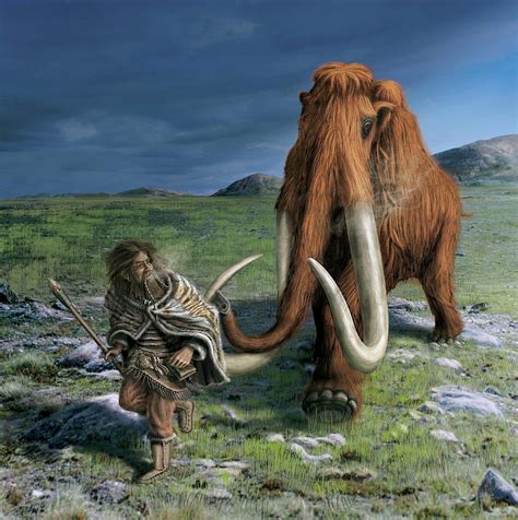 Mammoth Chasing A Caveman Photograph by Stefan Schiessl/science Photo ...