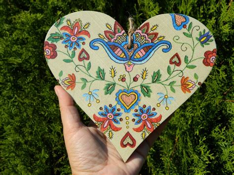 Polish Kashubian folk art Kashubian embroidery motif on wood | Etsy