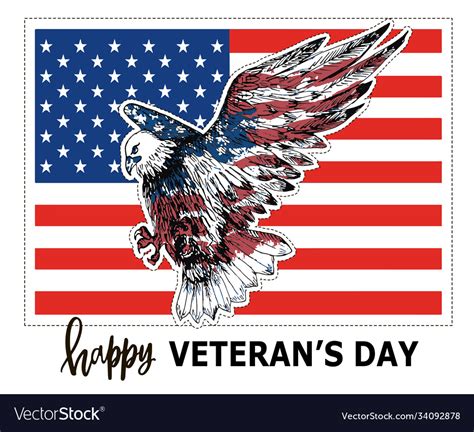 Happy veterans day american bald eagle usa flag Vector Image