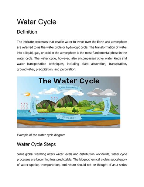 Water Cycle - Water Cycle Definition The intricate processes that enable water to travel over ...