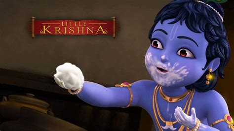 Download Little Krishna Bhagwan Eating Butter Wallpaper | Wallpapers.com