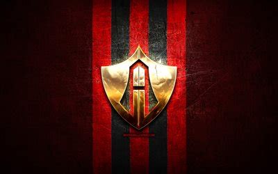 Download wallpapers Atlas FC, golden logo, Liga MX, red metal background, football, FC Atlas ...