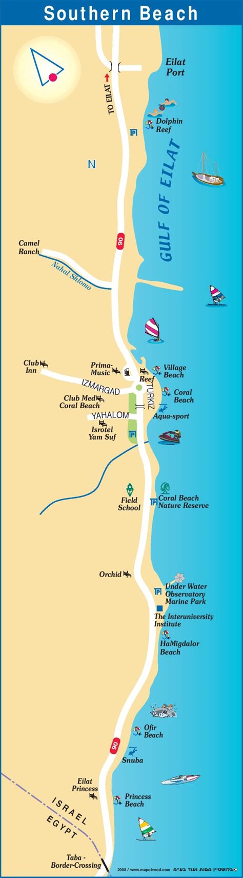 Eilat Southern Beach map