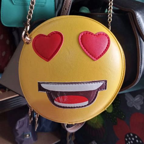 emoji leather chain sling bag, Women's Fashion, Bags & Wallets, Cross-body Bags on Carousell
