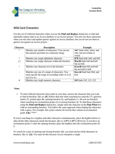 WildCard Characters | PDF | Data | Computer Data