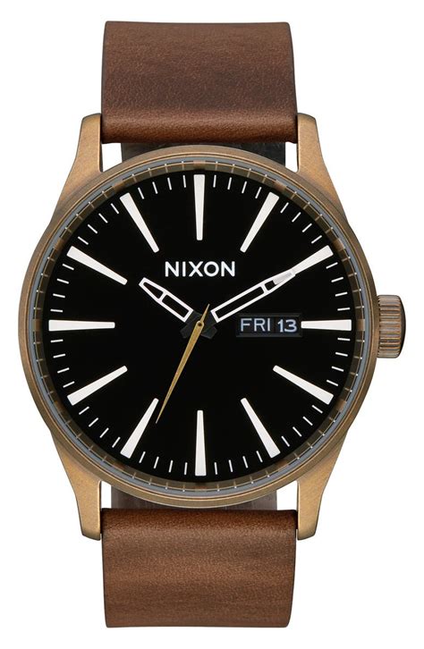 Nixon The Sentry Leather Strap Watch, 42mm | Nordstrom