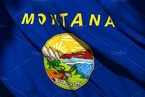 3d rendering of Montana State flag , #AFF, #Montana#rendering#State# ...