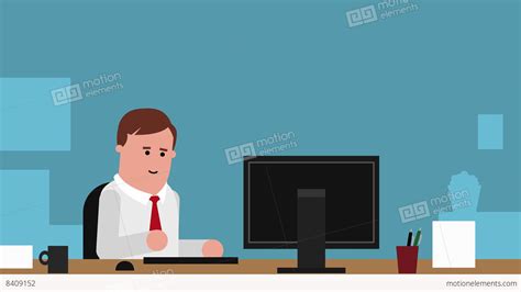 Businessman Working At Desk In Office Animation Stock Animation | 8409152