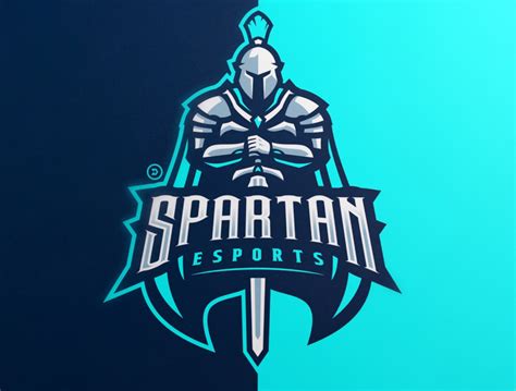 the spartan esports logo is displayed on a blue and black background