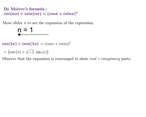 De Moivre's formula calculator – GeoGebra