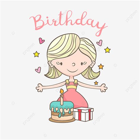 Girl Birthday Card Vector Hd PNG Images, Birthday Card With Cute Girl, Cute Girl Clipart ...