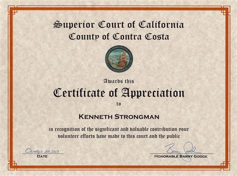 Contra Costa Superior Court Volunteer Reception - Ken Strongman, Esq ...