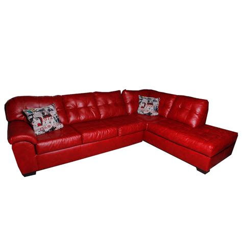 Contemporary Red Faux-Leather Sectional Sleeper Sofa | EBTH