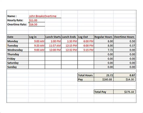 Overtime Format In Excel ~ Excel Templates