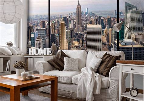 New York City Skyline Window View Wallpaper Mural Expanding | Etsy