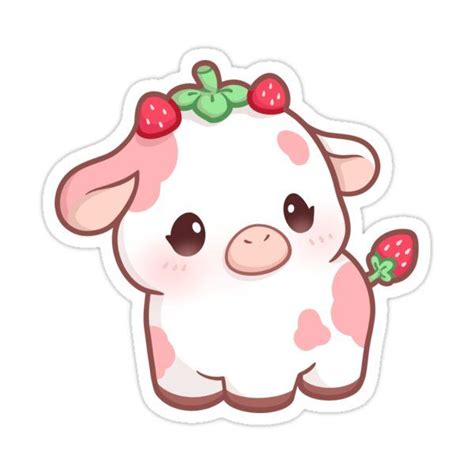 a cartoon cow with strawberries on its head