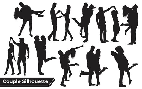 Collection of Romantic Couple silhouettes in different poses 4813700 ...