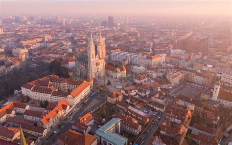 Zagreb Old Town and Cityscape with Zagreb Cathedral in Background. Croatia Stock Photo - Image ...