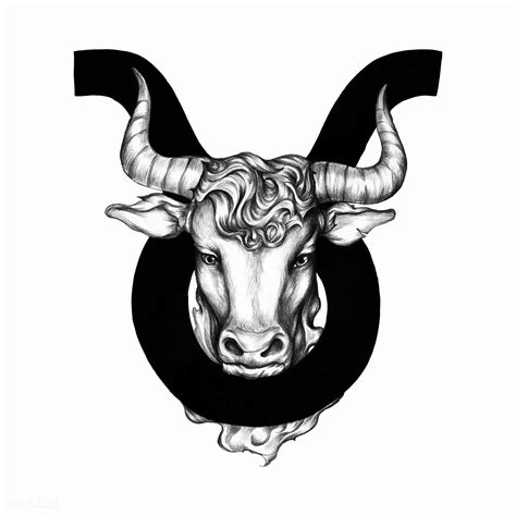 Hand drawn horoscope symbol of Taurus illustration | free image by rawpixel.com | How to draw ...